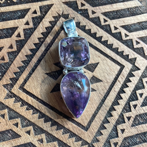 Ametrine & Amethyst 925 sterling silver pendant - Picture 4 of 10